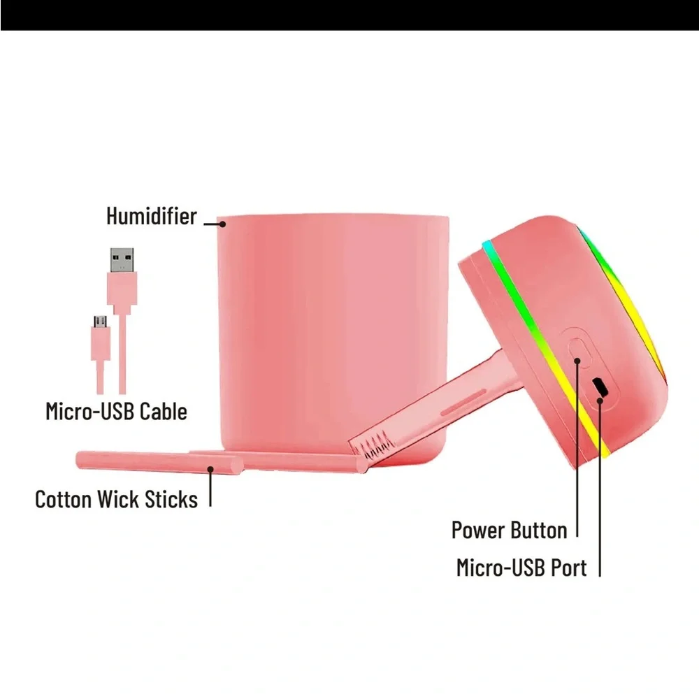 Pink Purify Humidifier with LED Light - Picture 3 of 9